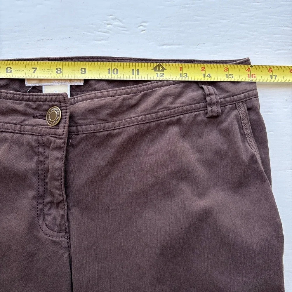 Michael Kors Y2K Women 8 Pant Low Rise Wide Leg Brown Cotton Cargo Pocket Casual